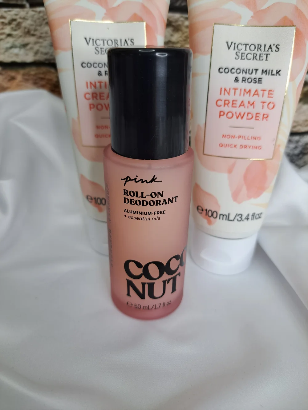 Victoria's Secret Coconut Milk & Rose Intimate Cream to Powder & Deodrant Set 3